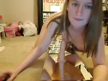 Curvy Ass Blonde Web Cam Teen Sits On Her Big Dildo