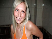 Golden Blonde With Nice Big Boobs Alisa Takes A Shower On Cam