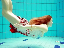 Hairy Brunette Youngster Marketa Underwater Swimming