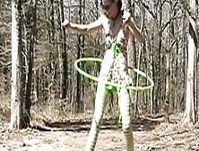 Mom Into Swimsuit Plays With Hula Hoop