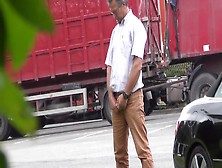 Great Compilation Of Older Truckers Pissing In Public Scene 2