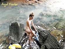 Angel Fowler Taking Shower Inside Mountains