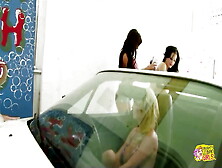 Sexy Bikini Car Wash Turned Into A Massive Soapy Lesbian Orgy With The Customers