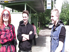 Two Guys Make Love Redhead Eva Berger - Russian Gangbang