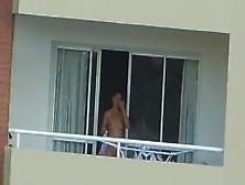 Voyeur Girl Nude In Balcony Argentina.  Far Away ( 200 M)