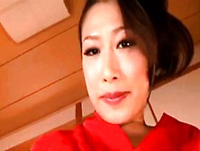 Busty Japanese Milf Rides A Hairy Cock