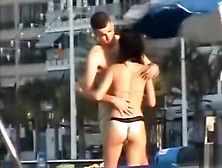 Italian Girl Fingered Hard On The Public Beach