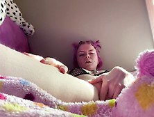 Petite Pink Emo Girl Plays With Her Hairy Pussy