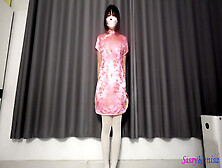 Sis-K On Pink Chinese Dress Try On Three Size Of Anal Plug Ep1: Small And Medium Size Anal Plugs