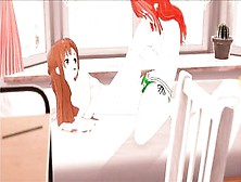 Yuuki Asuna Gets Fuck By Redheaded Lesbo With A Strap-On.