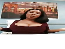 Ebony Office Girl With Huge Tits Shows Off And Teases