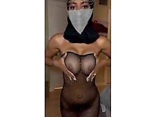 Sexy Girl In Hijab & Bodystocking Tit Flash Reveal