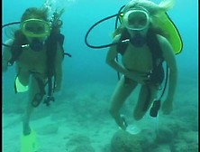 Karen White Strips Naked Underwater