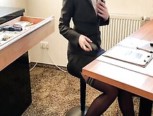 My Homemade Secretary Sneaking Away To Have A Hidden Toy Riding On The Office Bathroom
