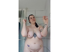 Chubby Uk Lady Takes A Shower With Her Dildo