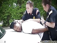 Interracial Outdoor Threesome Fucking With Hot Cops And Bbc!