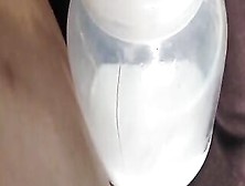 Milky Mom Pumps Gigantic Elastic Nipples - Close Up