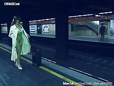 Flirting And Showing Skin On The Train Platform