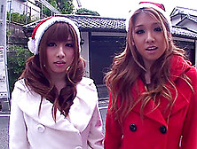 Two Depraved Japanese Santa Girls Ride A Shaft By Turns In Ffm Reality