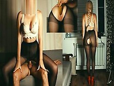 Sex With A Beautiful Girl In Black Pantyhose Using A Banana And First Anal Penetration