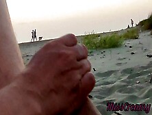 Extreme Sex In Front Of Strangers French Teacher Amateurs Hand-Job On Public Beach With Sperm Shot