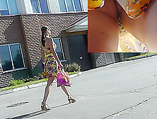 Adorable Lady In Funny Panties Got In Public Upskirt