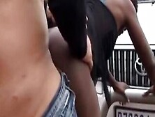 African Babe Fucks By White Schlong Outdoors