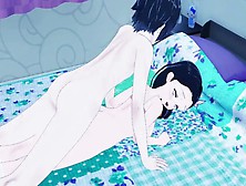 Nezuko Kamado Asian Cartoon Self Perspective They Fuck Sideways On The Bed And Ride The Penis On A Chair Demon Slayer