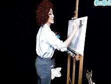 Huge Breasts Cougar Ryan Keely Cosplay As Bob Ross Gets Vulgar During Painting Tutorial