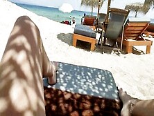 Vulgar Amateur Wifey Play And Flashing Vagina Outdoors Inside Beach Bar