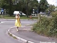 Wearing A Yellow Dress While Peeing