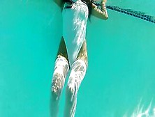 Foxy Latina Drea Morgan Is Filmed Underwater In White Swimsuit