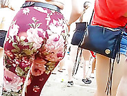 Candid Fine Latina Insane Booty!! In Flowered Leggings!! Pt3