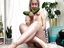 Nasty Skank Fucks Both Her Holes With A Cucumber