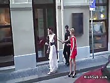 Slaves In White Dresses Fuck In Public