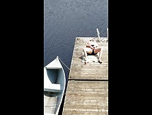 Rub My Cock Watching My Wife Masturbate On A Public Jetty,  Almost Caught!