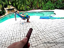 Girlfriend Latina Bangs Wet In The Outdoor Pool