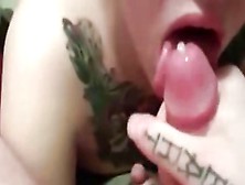 Tattoo'd Gf Swallows Cum