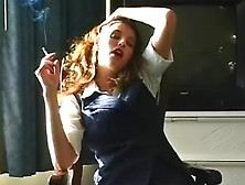 Smoking Teacher Shows Her Sexy Legs