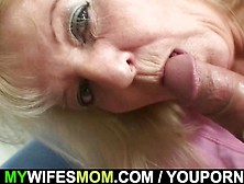 Old Bag In White Lingeie Rides Her Son-In-Law Cock