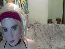 Ruby Stars Cute Girl,  A Little Bit Naughty But Heavenly.  Shy Blonde Teen Girl First Time On Webcam Kissing A Pink Dildo.