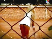 Tennis Upskirt And Downblouse With Hot Blonde