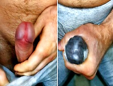 Cum In Leggings! I Masturbate My Dick And Sperm Seeps Through Gray Leggings! Close-Up