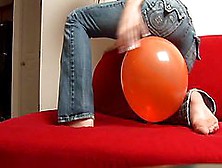 Addison Plays With A Balloon In Amateur Scene