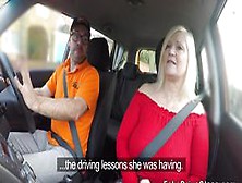 Huge Boobs Granny Bangs Driving Instructor
