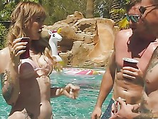 Four Shemales In An Anal Pool Group Orgy