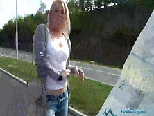 Public Agent Sweet Blondes Public Bj And Charming Car Bonnet