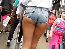 Sexy Ass Chick In Tight Jeans Shorts