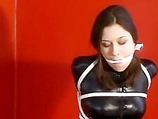 Catsuited Stuffed Cleave Changed To Rubber Ball And Microfoam Tape Gag
