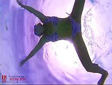 Amazing Underwater Bikini Show.  Elegant Flexible Baby Swimming Underwater In The Pool